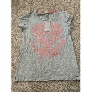 Bench Womens Grey Crew Neck Short Sleeve Graphic Tee Size Small Pull Over Casual